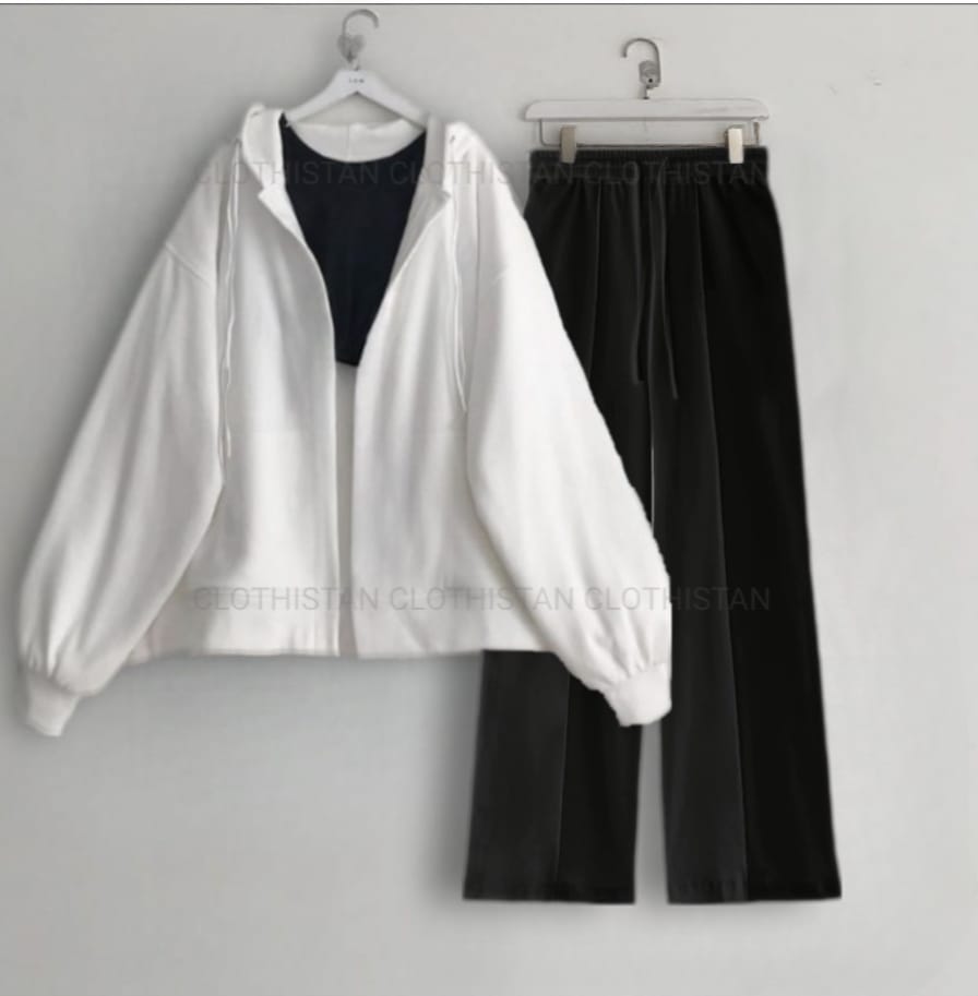 White Zipper with Black Tank Top & Black Flapper Trouser