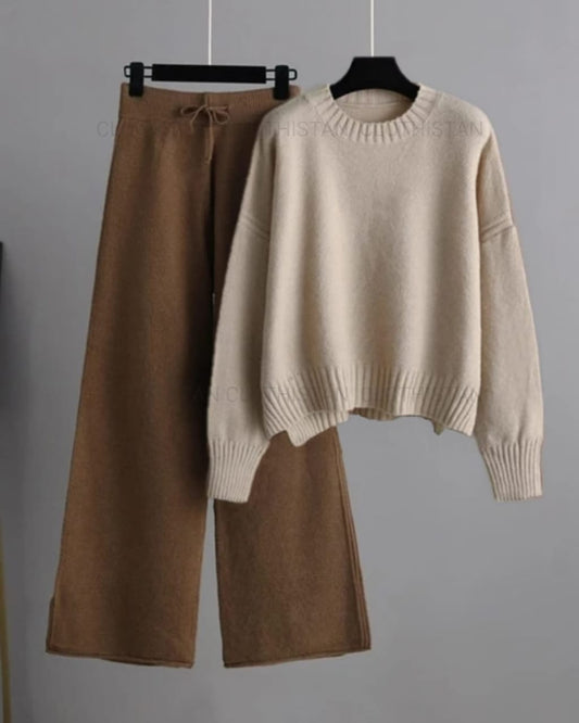 Coord Set (Brown Flapper with Beige Sweatshirt)