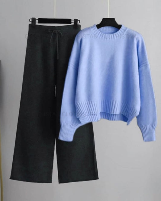 Coord Set (Black Flapper with Sky Blue Sweatshirt)