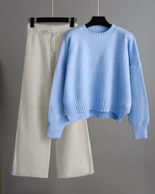 Coord Set (White Flapper with Sky blue Sweatshirt)