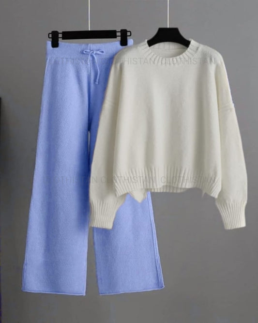 Coord Set (Sky Blue Flapper with White Sweatshirt)