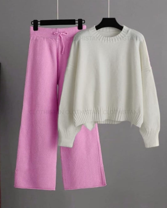 Coord Set (Pink Flapper with White Sweatshirt)