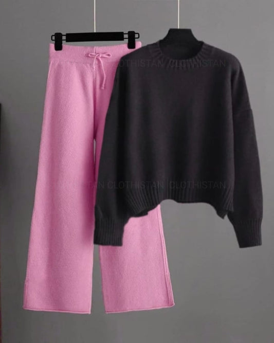 Coord Set (Pink Flapper with Black Sweatshirt)