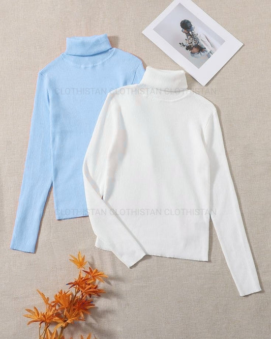 High Neck (Baby blue & White)