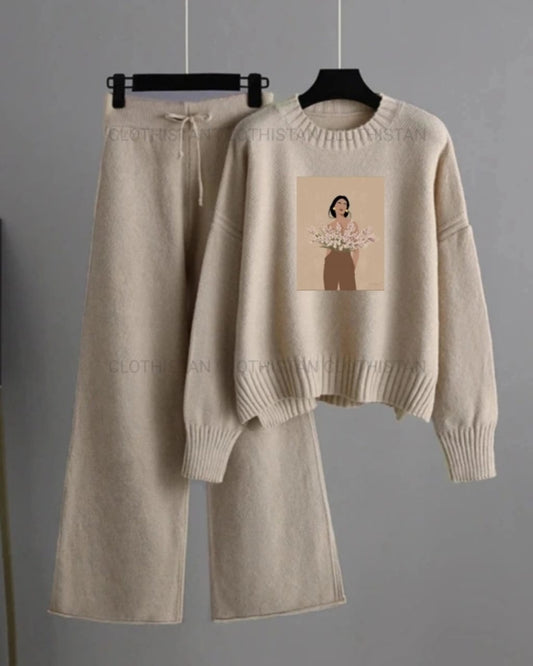 Beige sweatshirt flower girl with Beige flapper