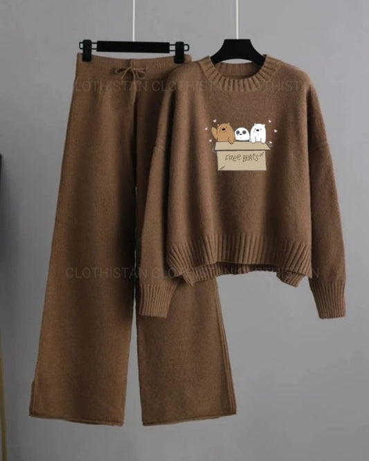 Brown sweatshirt free bears with Brown flapper