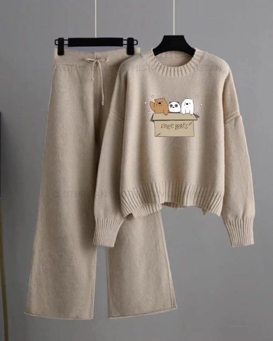 Beige sweatshirt free bears with Beige flapper